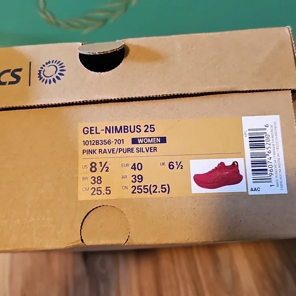 Asics Pink Rave Women's GEL-NIMBUS 25 Running Shoes - Picture 8 of 8